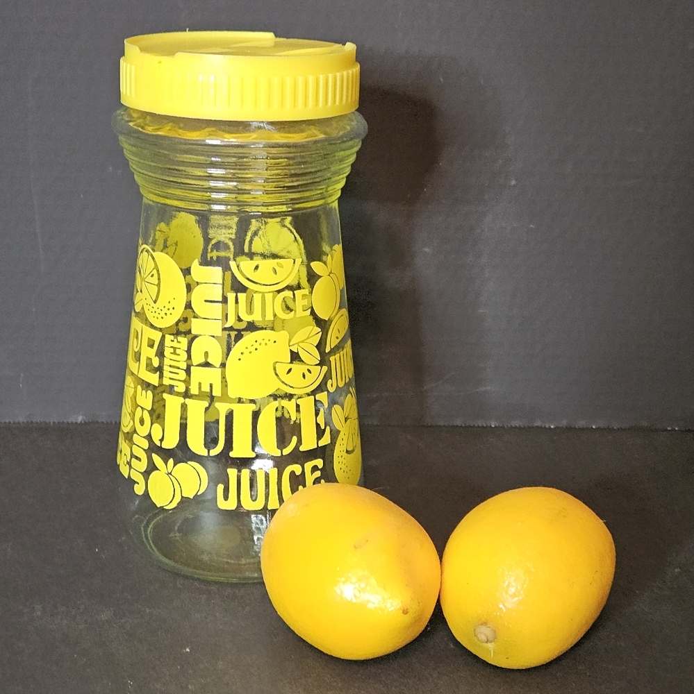 Retro 70s Glass Juice Carafe with Screw on Lid 24 oz. Capacity